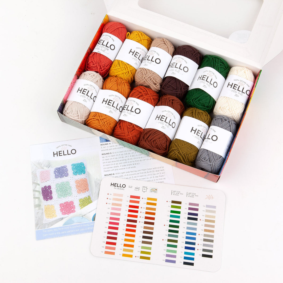 Hello Cotton Yarn - 12 x 25g Ball Collection | Vintage Colours