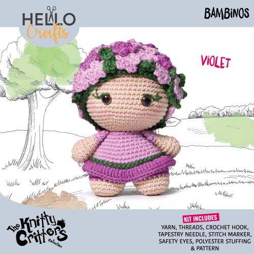 Knitty Critters - Bambinos - Violet | DIY Amigurumi Crochet Kit