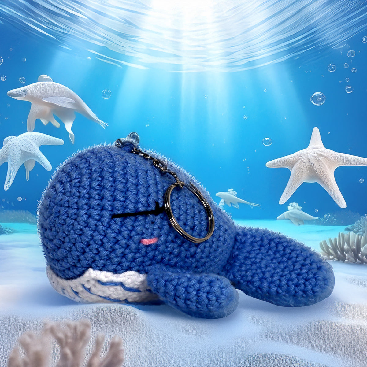 Knitty Critters - Sealife Keyrings - Whale | DIY Amigurumi Crochet Kit