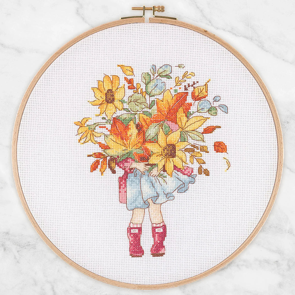 Cross Stitch Hoop Kit - Autumn Flowers