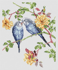 The Natural World Cross Stitch Kits - Budgie Love