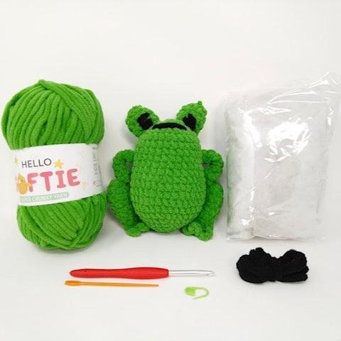 Knitty Critters - Hello Softies - Freddy The Frog | DIY Amigurumi Crochet Kit