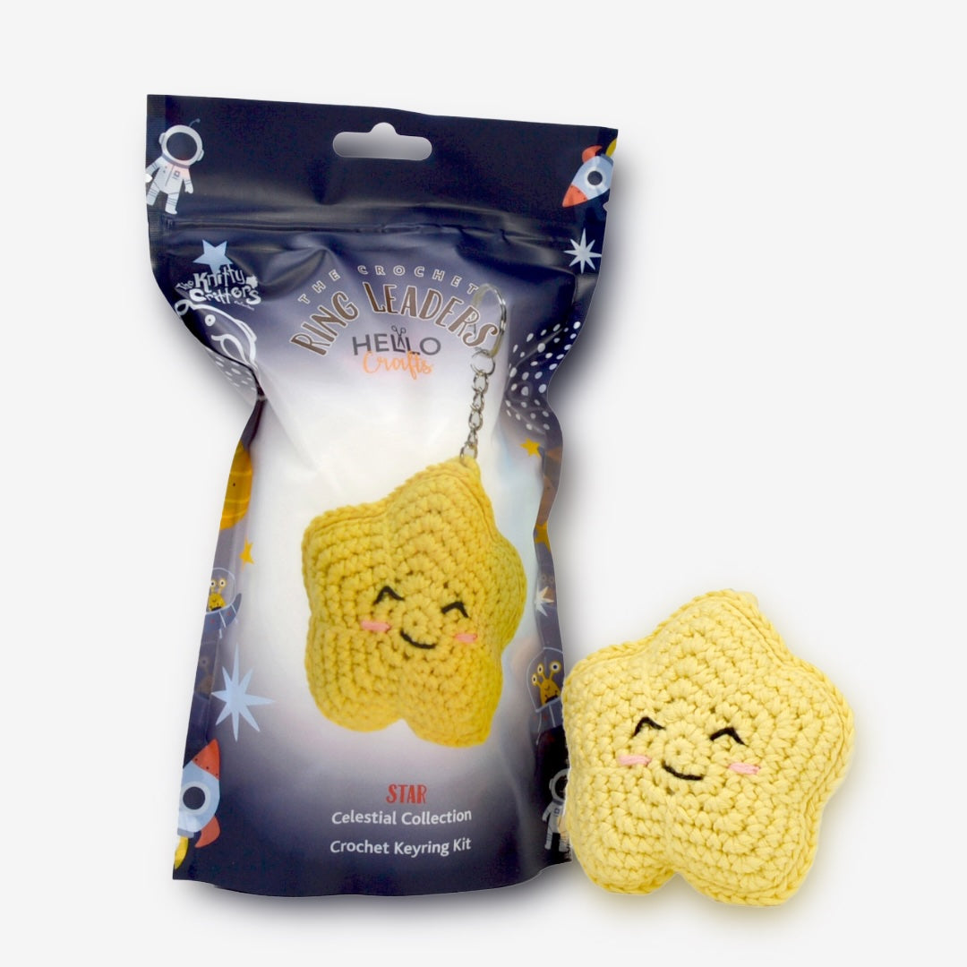 Knitty Critters – Celestial – Star | DIY Amigurumi Crochet Keyring Kit