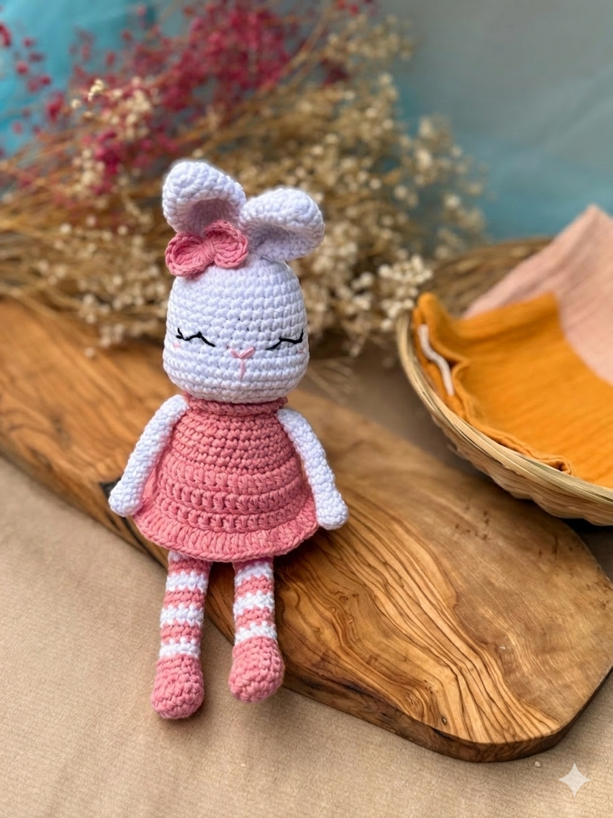 Knitty Critters - Easter - Bunny with Pink Dress | DIY Amigurumi Crochet Kit