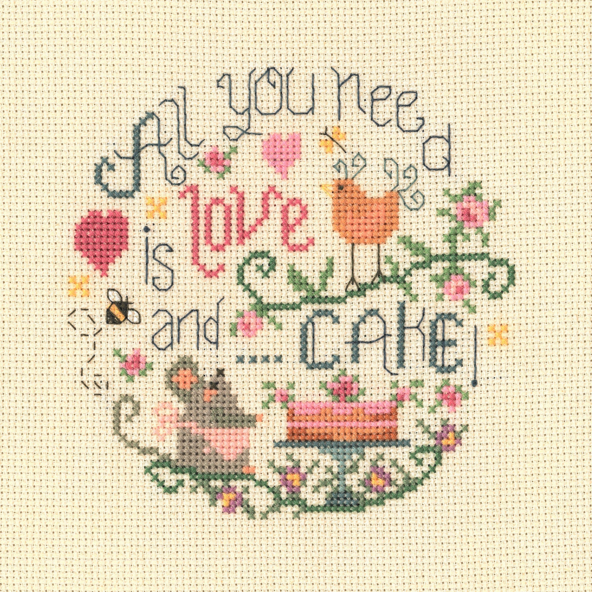 Folk Art - Counted Cross Stitch Kit - Love And Cake