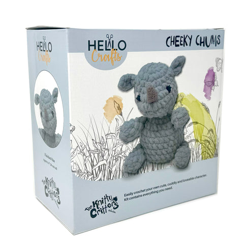 Knitty Critters - Cheeky Chums - Rhino | DIY Amigurumi Crochet Kit